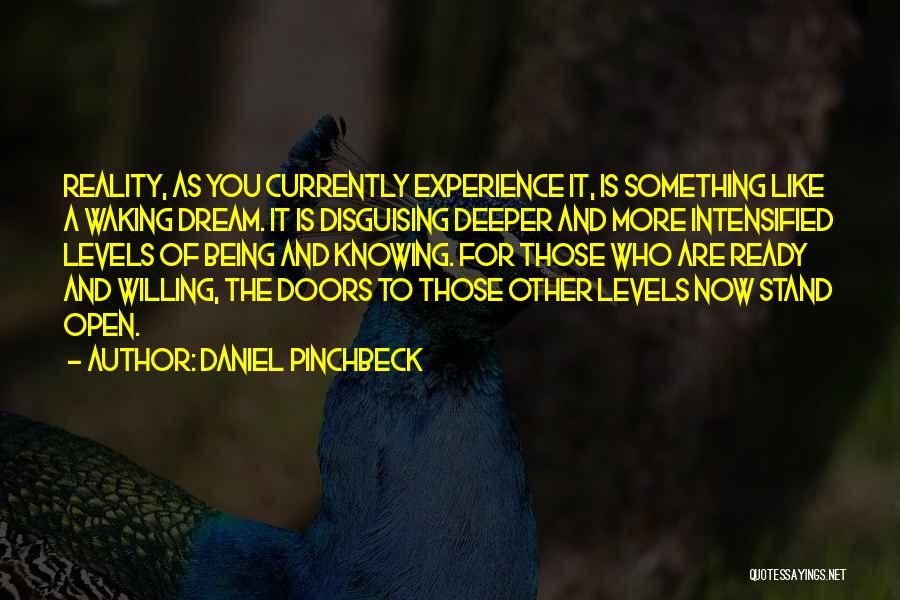Daniel Pinchbeck Quotes: Reality, As You Currently Experience It, Is Something Like A Waking Dream. It Is Disguising Deeper And More Intensified Levels