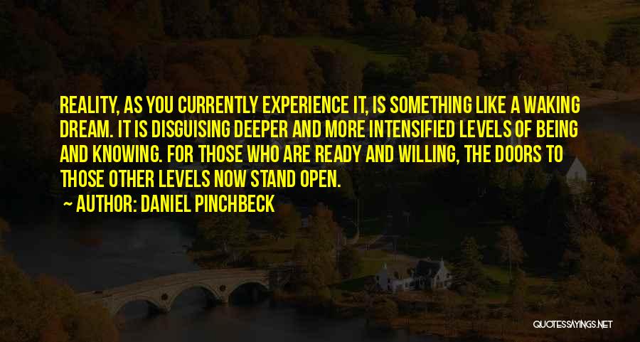 Daniel Pinchbeck Quotes: Reality, As You Currently Experience It, Is Something Like A Waking Dream. It Is Disguising Deeper And More Intensified Levels