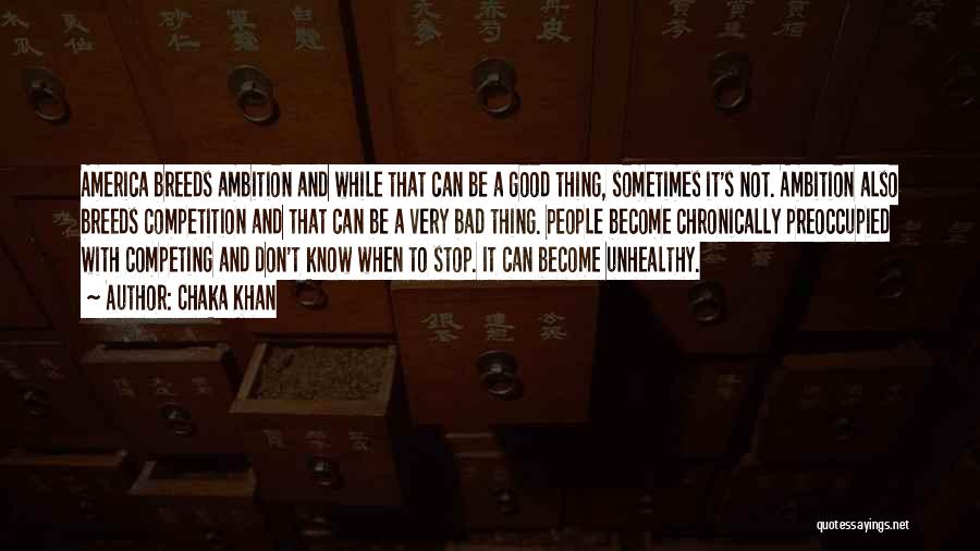 Chaka Khan Quotes: America Breeds Ambition And While That Can Be A Good Thing, Sometimes It's Not. Ambition Also Breeds Competition And That