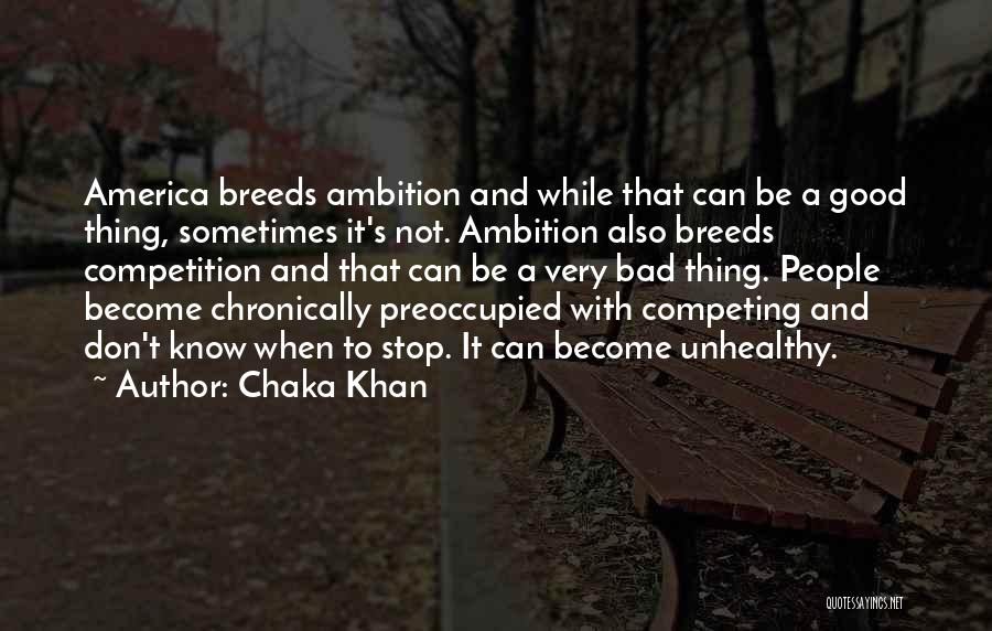 Chaka Khan Quotes: America Breeds Ambition And While That Can Be A Good Thing, Sometimes It's Not. Ambition Also Breeds Competition And That