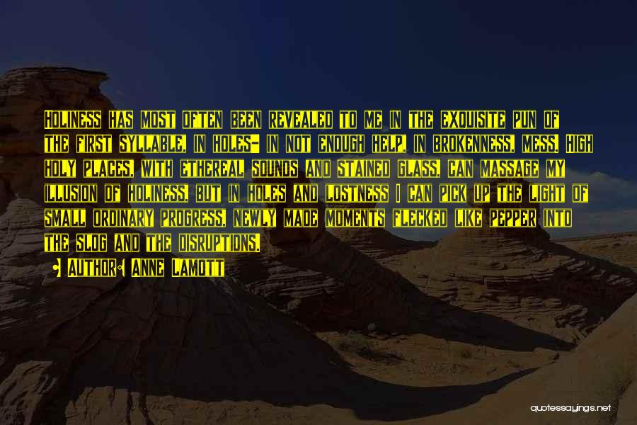 Anne Lamott Quotes: Holiness Has Most Often Been Revealed To Me In The Exquisite Pun Of The First Syllable, In Holes- In Not