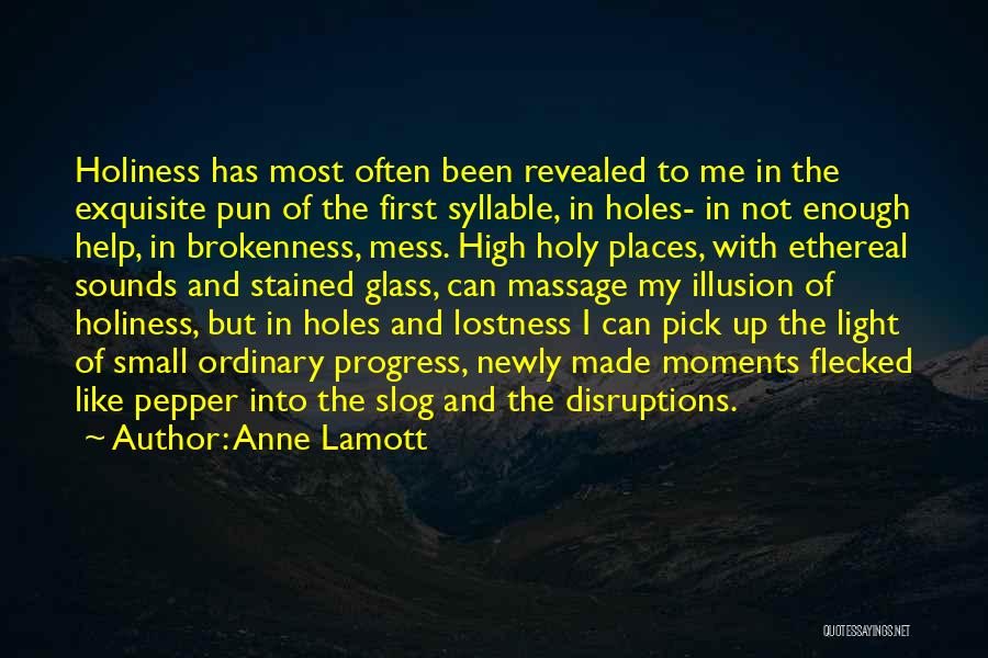 Anne Lamott Quotes: Holiness Has Most Often Been Revealed To Me In The Exquisite Pun Of The First Syllable, In Holes- In Not