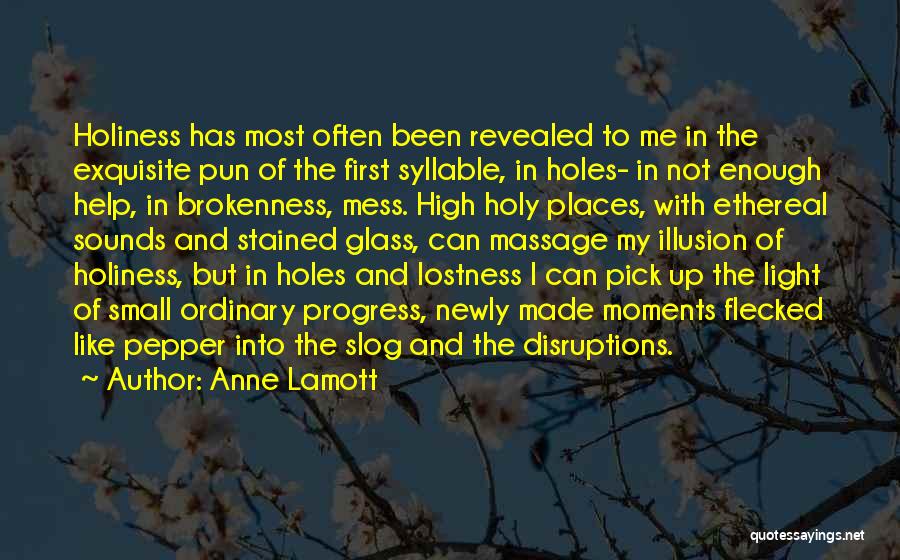 Anne Lamott Quotes: Holiness Has Most Often Been Revealed To Me In The Exquisite Pun Of The First Syllable, In Holes- In Not