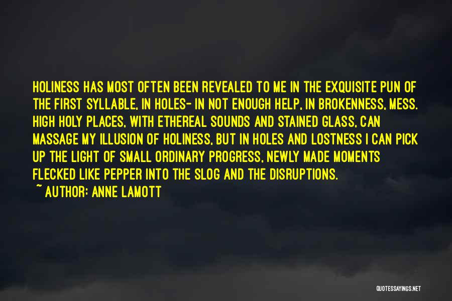 Anne Lamott Quotes: Holiness Has Most Often Been Revealed To Me In The Exquisite Pun Of The First Syllable, In Holes- In Not