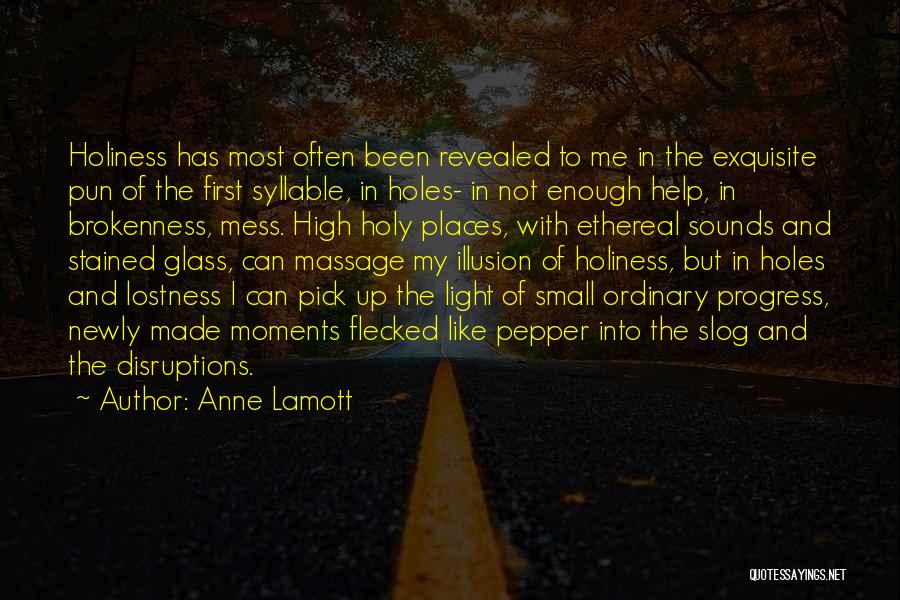 Anne Lamott Quotes: Holiness Has Most Often Been Revealed To Me In The Exquisite Pun Of The First Syllable, In Holes- In Not