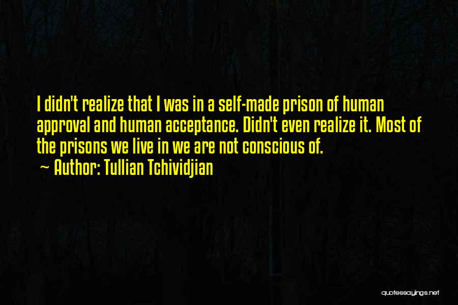 Tullian Tchividjian Quotes: I Didn't Realize That I Was In A Self-made Prison Of Human Approval And Human Acceptance. Didn't Even Realize It.