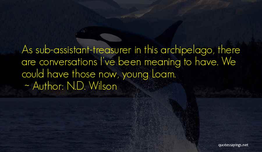 N.D. Wilson Quotes: As Sub-assistant-treasurer In This Archipelago, There Are Conversations I've Been Meaning To Have. We Could Have Those Now, Young Loam.