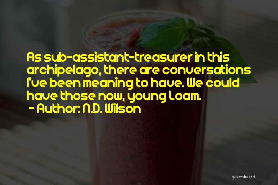 N.D. Wilson Quotes: As Sub-assistant-treasurer In This Archipelago, There Are Conversations I've Been Meaning To Have. We Could Have Those Now, Young Loam.