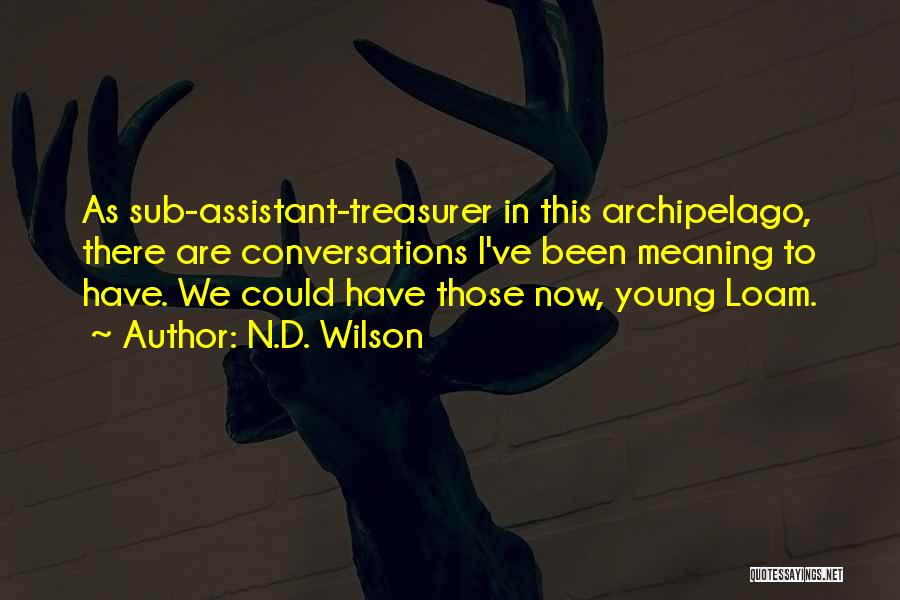 N.D. Wilson Quotes: As Sub-assistant-treasurer In This Archipelago, There Are Conversations I've Been Meaning To Have. We Could Have Those Now, Young Loam.