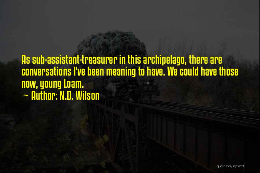 N.D. Wilson Quotes: As Sub-assistant-treasurer In This Archipelago, There Are Conversations I've Been Meaning To Have. We Could Have Those Now, Young Loam.