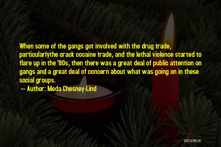 Meda Chesney-Lind Quotes: When Some Of The Gangs Got Involved With The Drug Trade, Particularlythe Crack Cocaine Trade, And The Lethal Violence Started