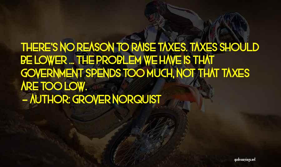 Grover Norquist Quotes: There's No Reason To Raise Taxes. Taxes Should Be Lower ... The Problem We Have Is That Government Spends Too