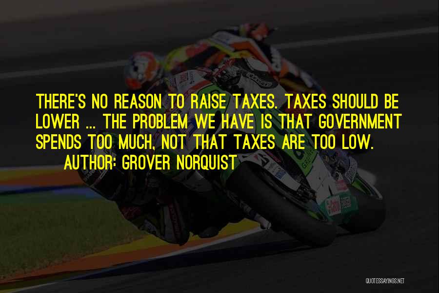 Grover Norquist Quotes: There's No Reason To Raise Taxes. Taxes Should Be Lower ... The Problem We Have Is That Government Spends Too