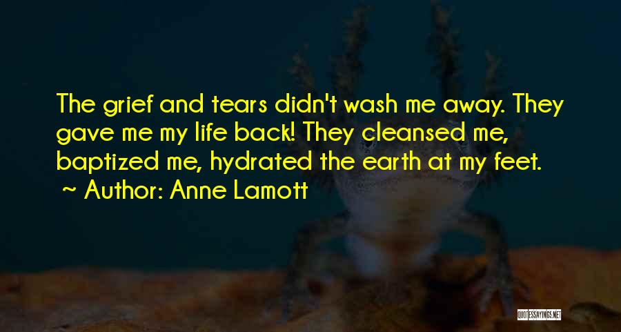 Anne Lamott Quotes: The Grief And Tears Didn't Wash Me Away. They Gave Me My Life Back! They Cleansed Me, Baptized Me, Hydrated