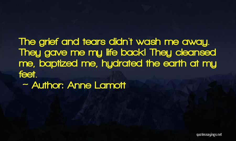 Anne Lamott Quotes: The Grief And Tears Didn't Wash Me Away. They Gave Me My Life Back! They Cleansed Me, Baptized Me, Hydrated