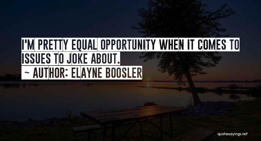 Elayne Boosler Quotes: I'm Pretty Equal Opportunity When It Comes To Issues To Joke About.