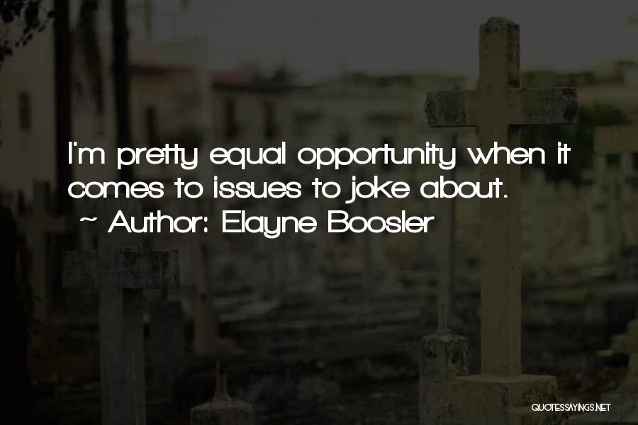 Elayne Boosler Quotes: I'm Pretty Equal Opportunity When It Comes To Issues To Joke About.