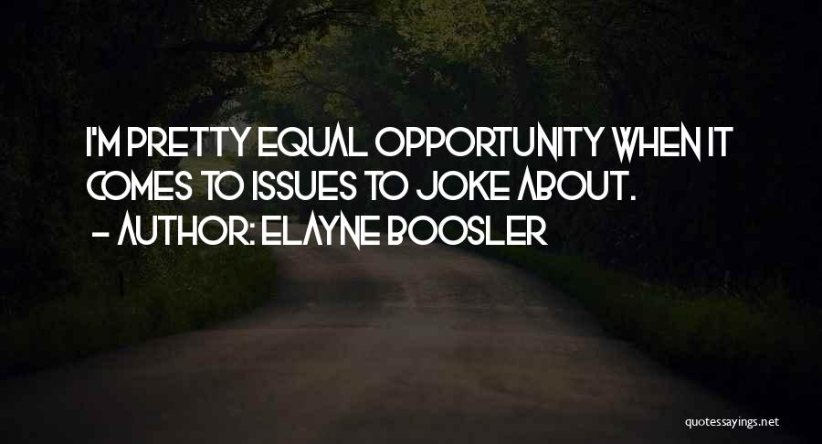 Elayne Boosler Quotes: I'm Pretty Equal Opportunity When It Comes To Issues To Joke About.