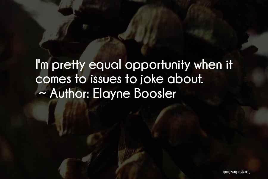 Elayne Boosler Quotes: I'm Pretty Equal Opportunity When It Comes To Issues To Joke About.