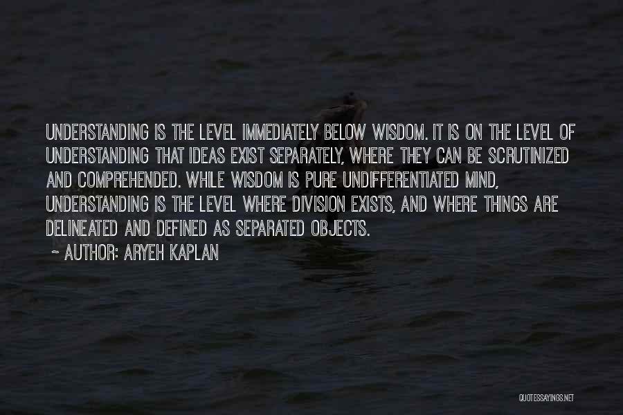 Aryeh Kaplan Quotes: Understanding Is The Level Immediately Below Wisdom. It Is On The Level Of Understanding That Ideas Exist Separately, Where They