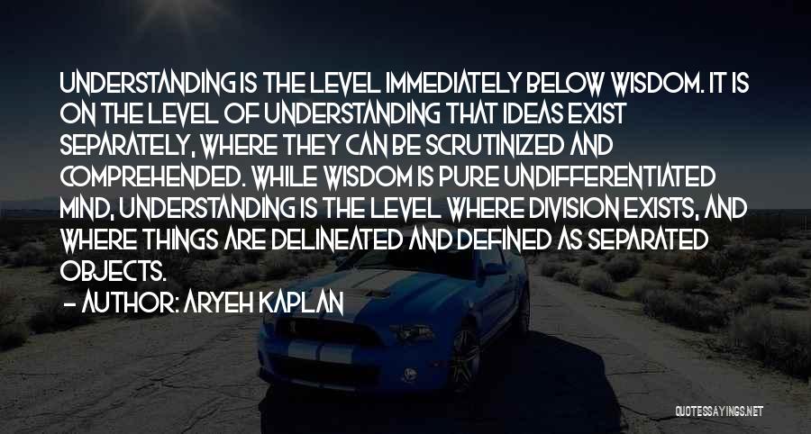 Aryeh Kaplan Quotes: Understanding Is The Level Immediately Below Wisdom. It Is On The Level Of Understanding That Ideas Exist Separately, Where They