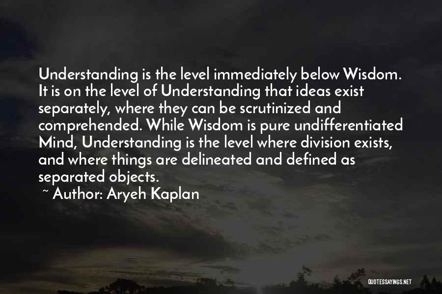 Aryeh Kaplan Quotes: Understanding Is The Level Immediately Below Wisdom. It Is On The Level Of Understanding That Ideas Exist Separately, Where They