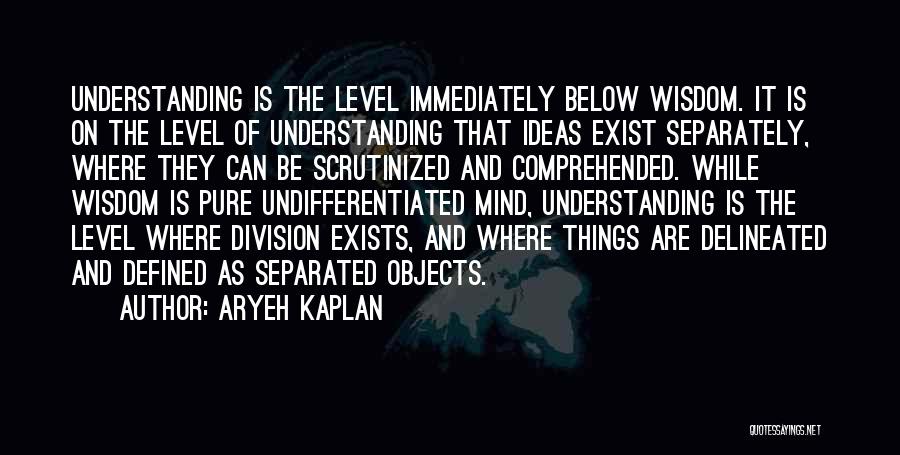 Aryeh Kaplan Quotes: Understanding Is The Level Immediately Below Wisdom. It Is On The Level Of Understanding That Ideas Exist Separately, Where They