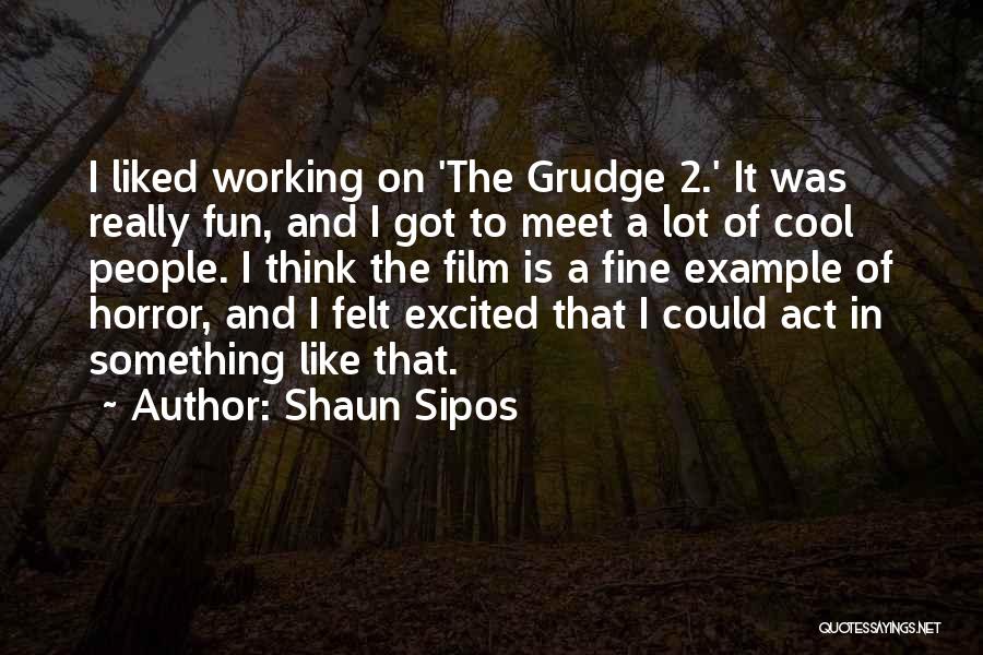 Shaun Sipos Quotes: I Liked Working On 'the Grudge 2.' It Was Really Fun, And I Got To Meet A Lot Of Cool