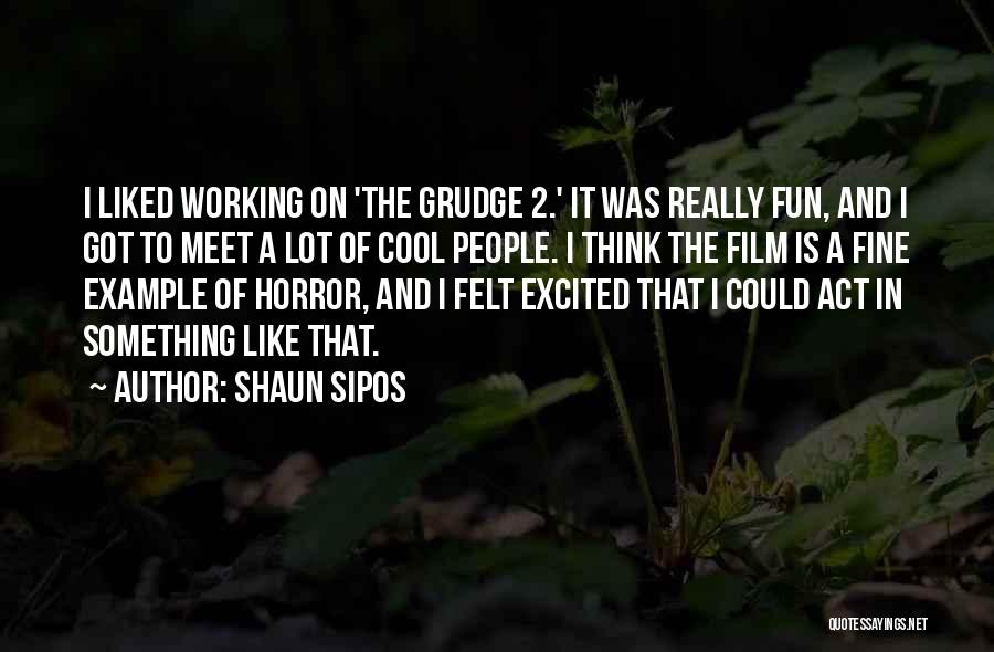 Shaun Sipos Quotes: I Liked Working On 'the Grudge 2.' It Was Really Fun, And I Got To Meet A Lot Of Cool