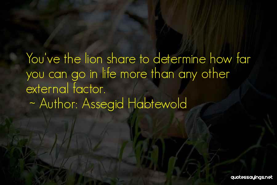 Assegid Habtewold Quotes: You've The Lion Share To Determine How Far You Can Go In Life More Than Any Other External Factor.