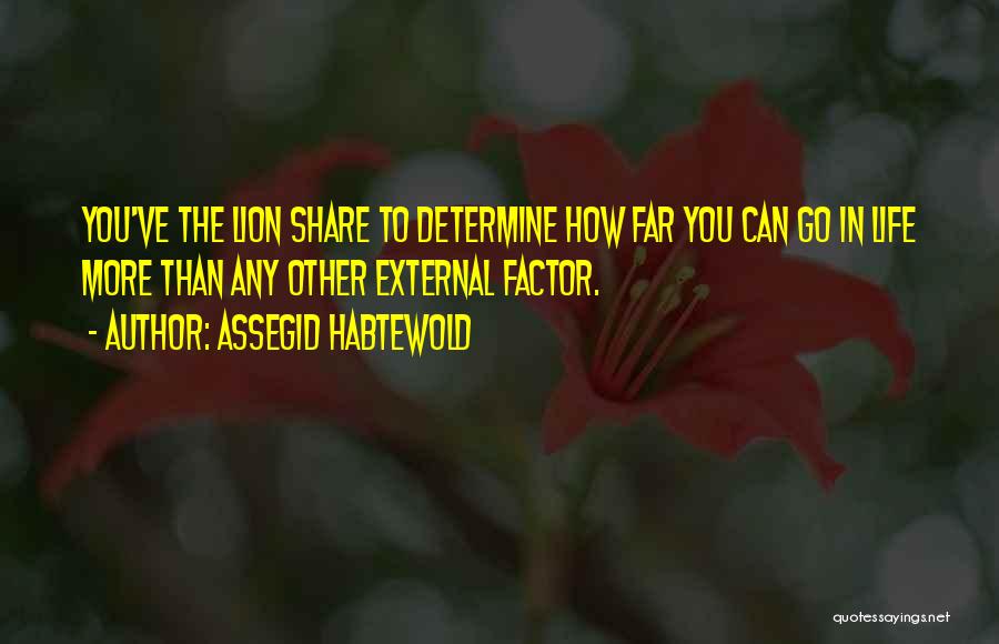 Assegid Habtewold Quotes: You've The Lion Share To Determine How Far You Can Go In Life More Than Any Other External Factor.