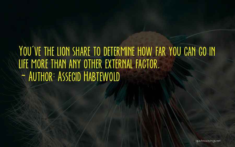 Assegid Habtewold Quotes: You've The Lion Share To Determine How Far You Can Go In Life More Than Any Other External Factor.