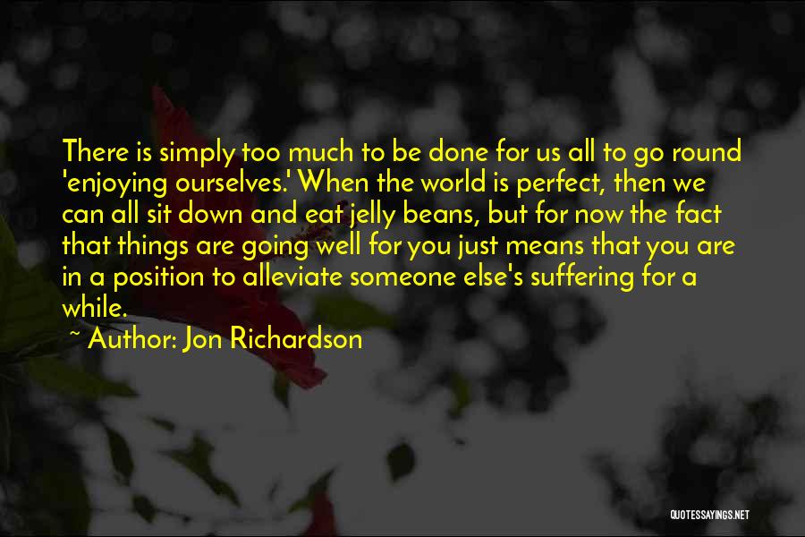 Jon Richardson Quotes: There Is Simply Too Much To Be Done For Us All To Go Round 'enjoying Ourselves.' When The World Is