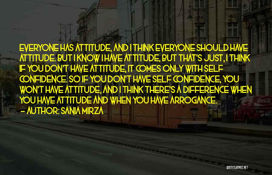 Sania Mirza Quotes: Everyone Has Attitude, And I Think Everyone Should Have Attitude. But I Know I Have Attitude, But That's Just, I