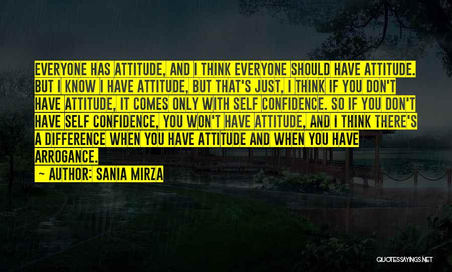 Sania Mirza Quotes: Everyone Has Attitude, And I Think Everyone Should Have Attitude. But I Know I Have Attitude, But That's Just, I