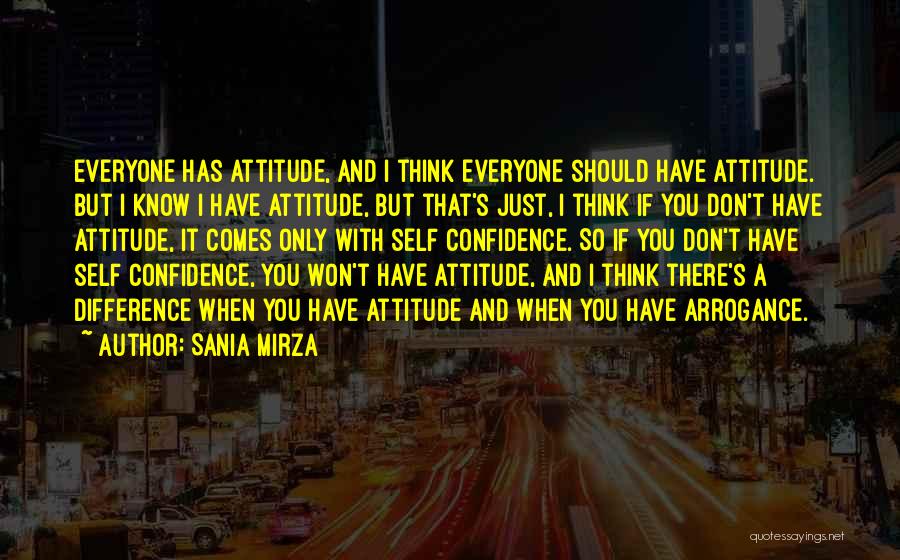 Sania Mirza Quotes: Everyone Has Attitude, And I Think Everyone Should Have Attitude. But I Know I Have Attitude, But That's Just, I