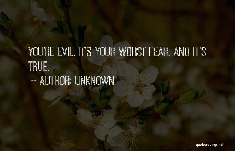 Unknown Quotes: You're Evil. It's Your Worst Fear. And It's True.