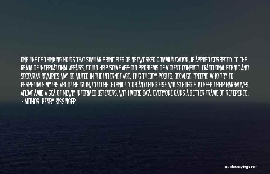 Henry Kissinger Quotes: One Line Of Thinking Holds That Similar Principles Of Networked Communication, If Applied Correctly To The Realm Of International Affairs,