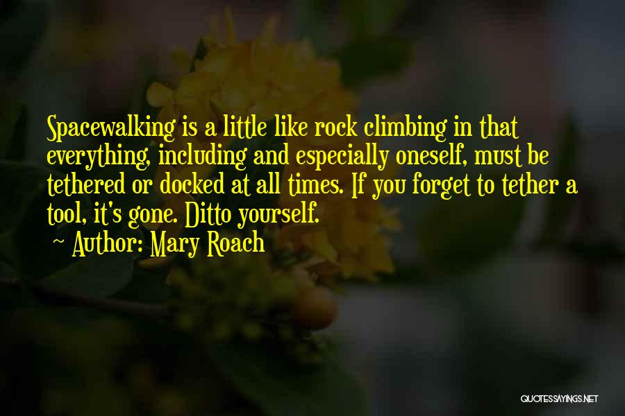 Mary Roach Quotes: Spacewalking Is A Little Like Rock Climbing In That Everything, Including And Especially Oneself, Must Be Tethered Or Docked At