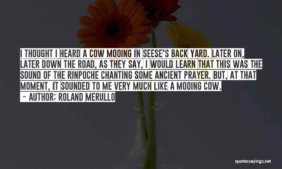 Roland Merullo Quotes: I Thought I Heard A Cow Mooing In Seese's Back Yard. Later On, Later Down The Road, As They Say,