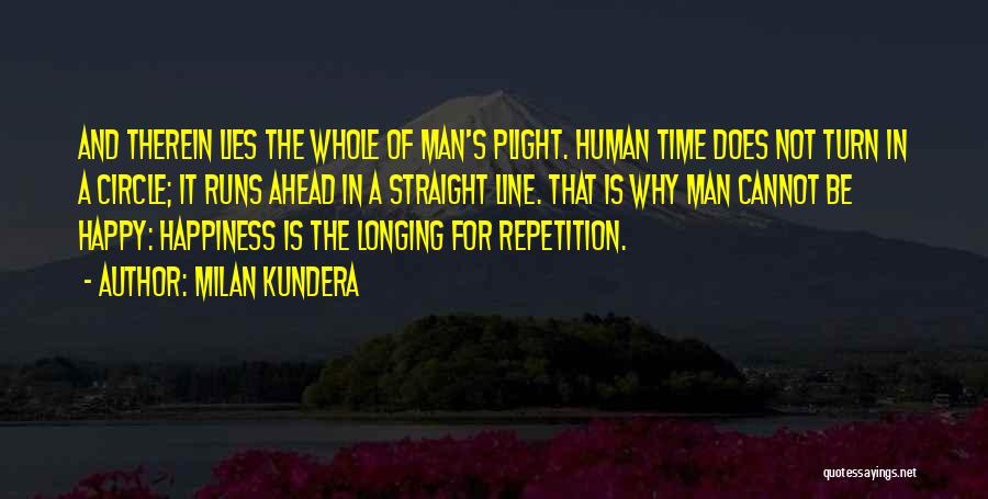 Milan Kundera Quotes: And Therein Lies The Whole Of Man's Plight. Human Time Does Not Turn In A Circle; It Runs Ahead In