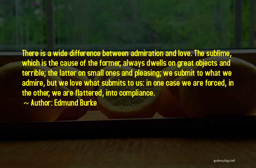 Edmund Burke Quotes: There Is A Wide Difference Between Admiration And Love. The Sublime, Which Is The Cause Of The Former, Always Dwells