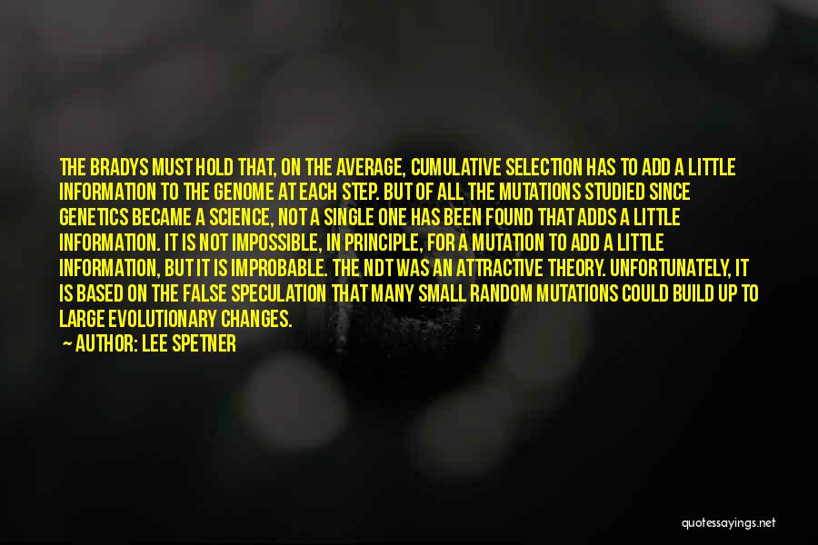 Lee Spetner Quotes: The Bradys Must Hold That, On The Average, Cumulative Selection Has To Add A Little Information To The Genome At