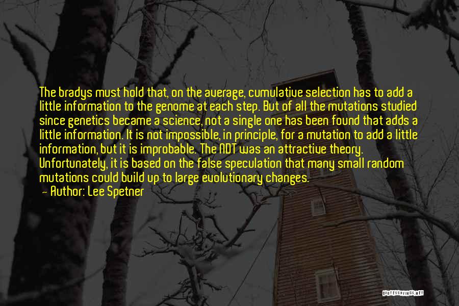 Lee Spetner Quotes: The Bradys Must Hold That, On The Average, Cumulative Selection Has To Add A Little Information To The Genome At