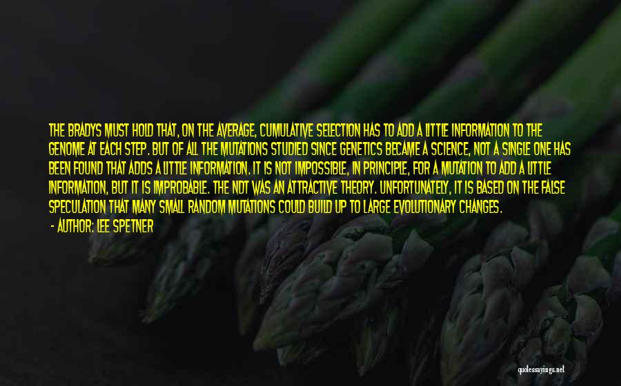 Lee Spetner Quotes: The Bradys Must Hold That, On The Average, Cumulative Selection Has To Add A Little Information To The Genome At