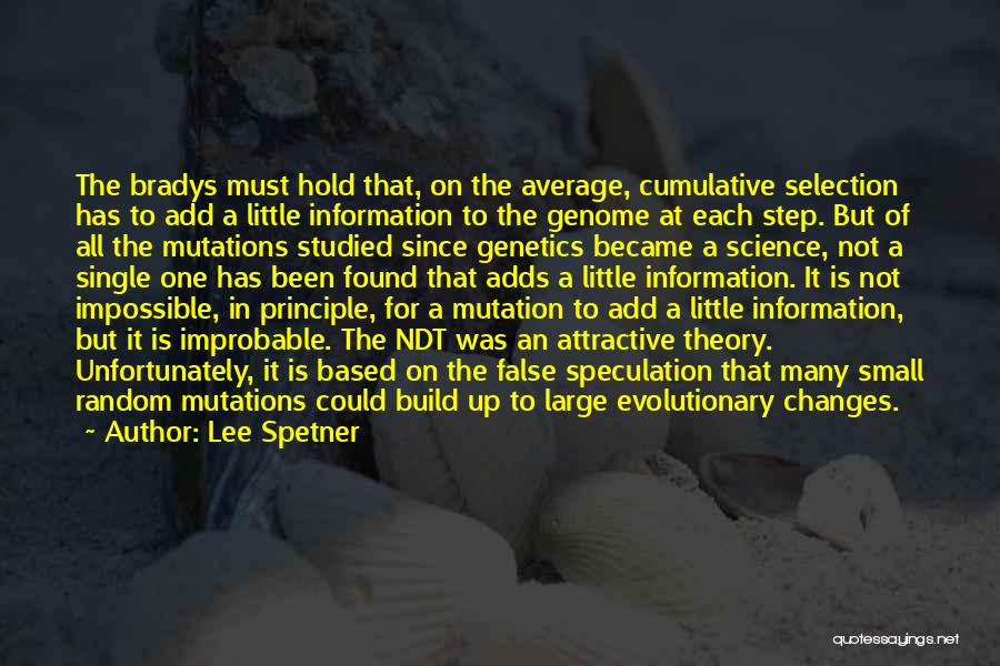 Lee Spetner Quotes: The Bradys Must Hold That, On The Average, Cumulative Selection Has To Add A Little Information To The Genome At