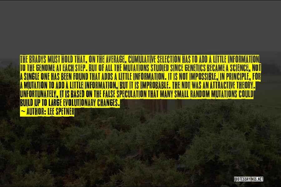 Lee Spetner Quotes: The Bradys Must Hold That, On The Average, Cumulative Selection Has To Add A Little Information To The Genome At