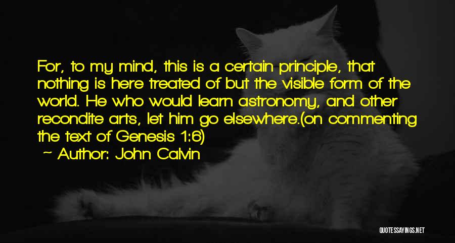 John Calvin Quotes: For, To My Mind, This Is A Certain Principle, That Nothing Is Here Treated Of But The Visible Form Of