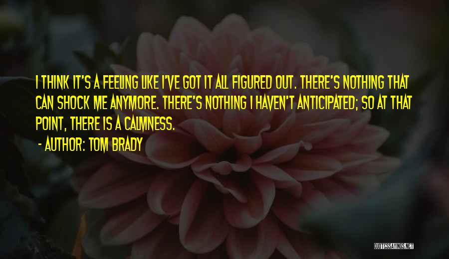 Tom Brady Quotes: I Think It's A Feeling Like I've Got It All Figured Out. There's Nothing That Can Shock Me Anymore. There's