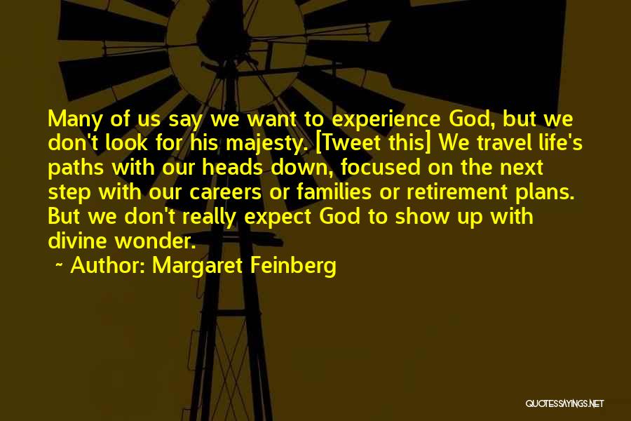 Margaret Feinberg Quotes: Many Of Us Say We Want To Experience God, But We Don't Look For His Majesty. [tweet This] We Travel